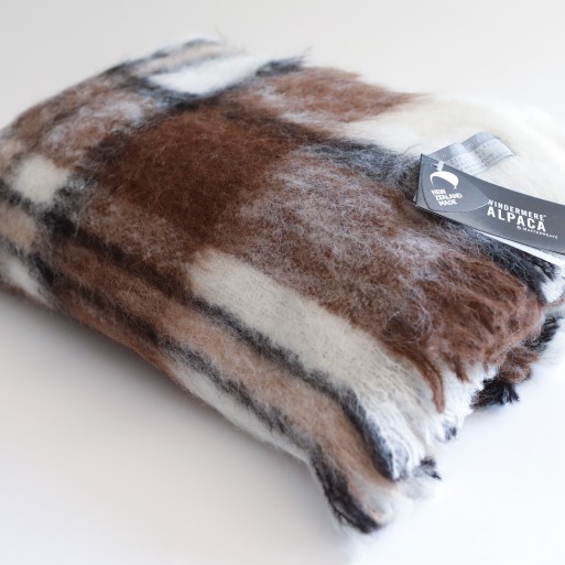 Brown, Black & While, Woven & Brushed Alpaca Throw image