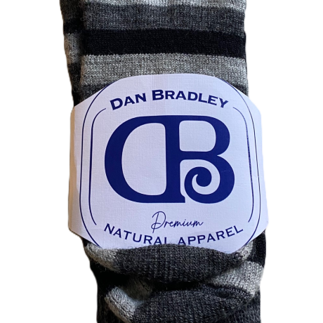 NZ Made Dan Bradley Alpaca Blend Everyday Socks, Silver/Charcoal /Black Stripe 5-7 (Small) image