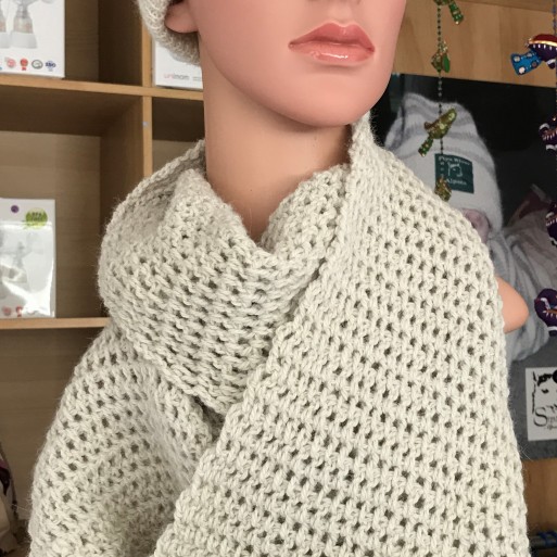 Alpaca Crocheted Infinity Scarf - Natural image