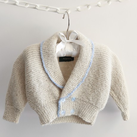 Roll Neck Cardigan with Blue Trim image