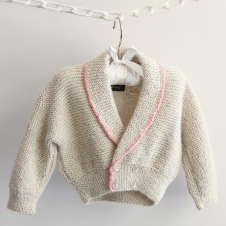 Roll Neck Cardigan with Pink Trim image